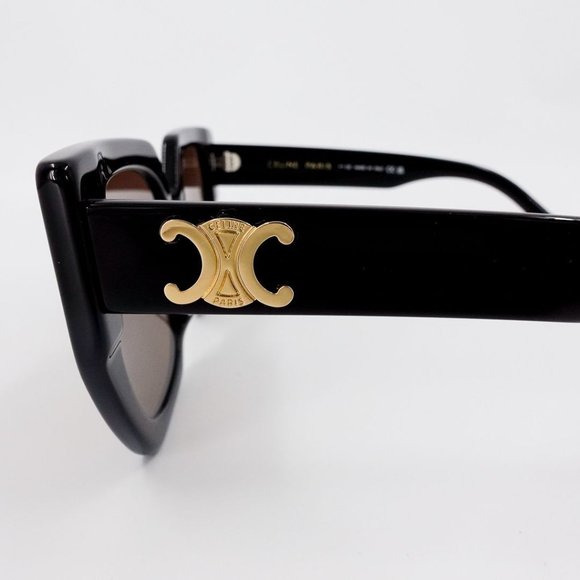 Celine Triomphe Logo Acetate Butterfly Sunglasses Black Brown - Picture 8 of 14